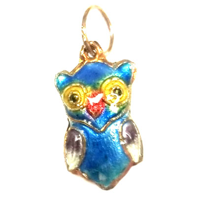 ENAMEL OWL 13X24MM LIGHT BLUE